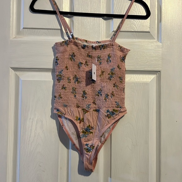 Urban Outfitters Out From Under Pink Rose Floral Smocked Bodysuit - Picture 4 of 9